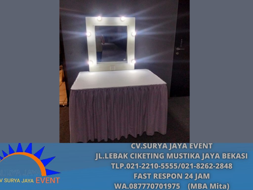 Rental Meja Kaca Rias Putih Area Depok