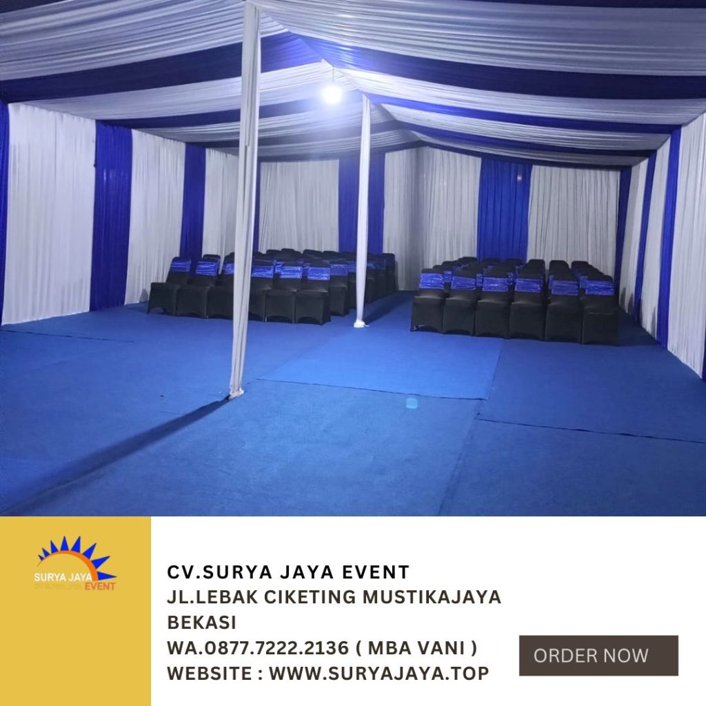 Rental Tenda Serut Putih Biru,Kursi,Meja Jakarta