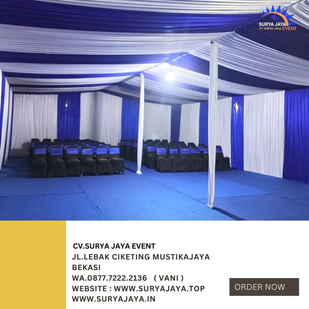 Rental Tenda Serut Putih Biru,Kursi,Meja Jakarta