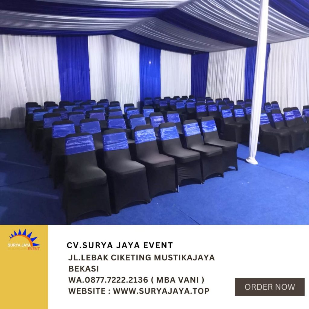 Rental Tenda Serut Putih Biru,Kursi,Meja Jakarta