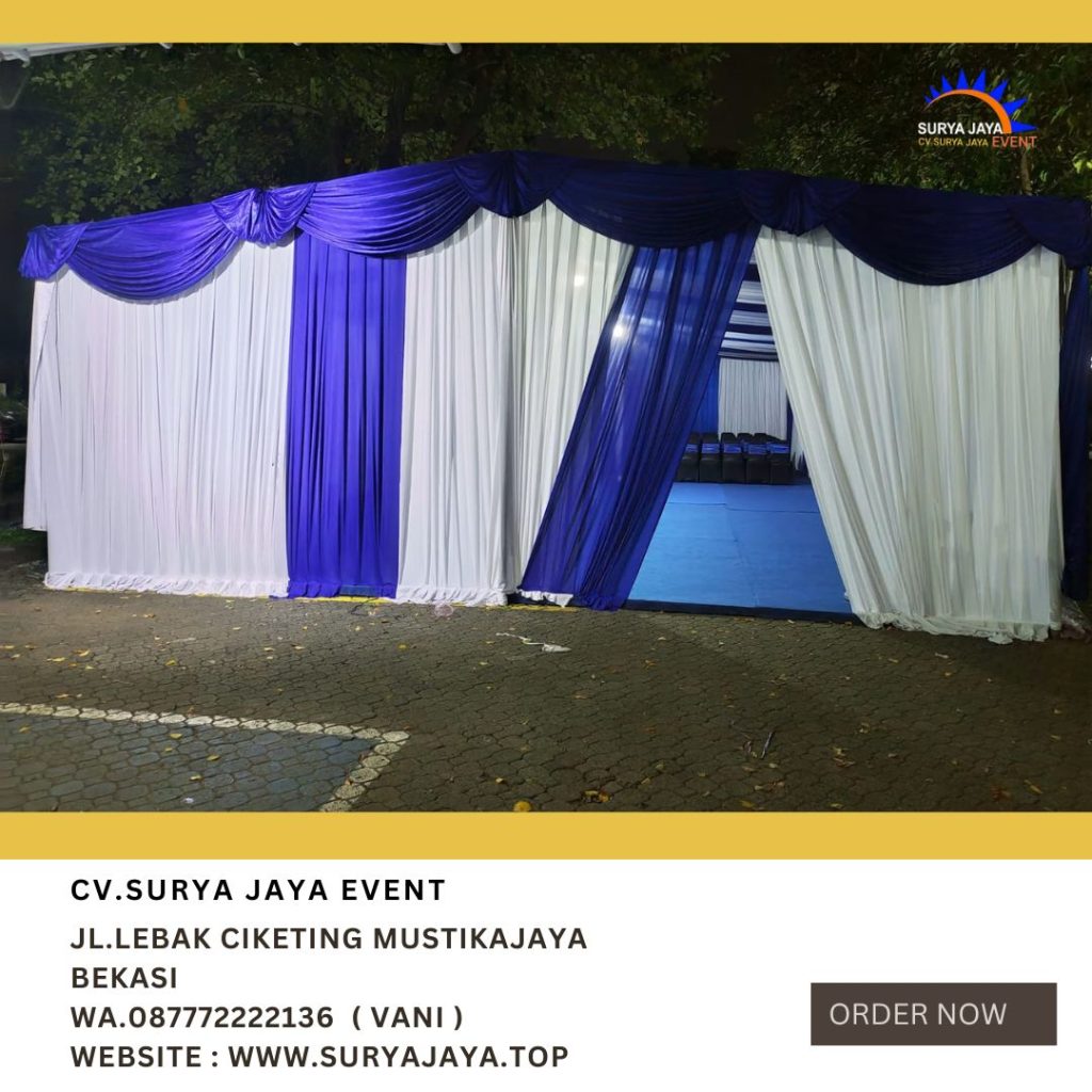 Rental Tenda Serut Putih Biru,Kursi,Meja Jakarta