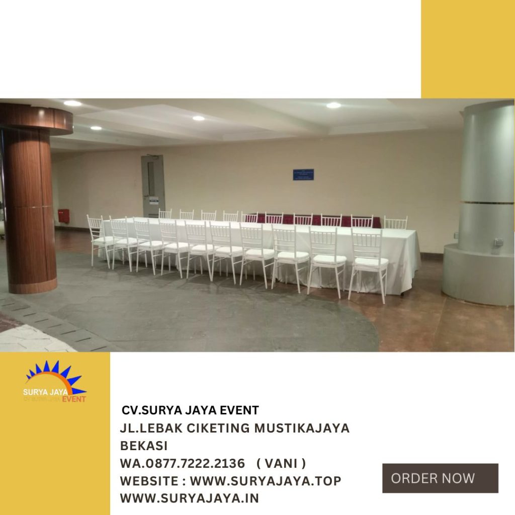 Sewa Meja Ibm 180x90cm Taplak Tebar Putih Jakarta