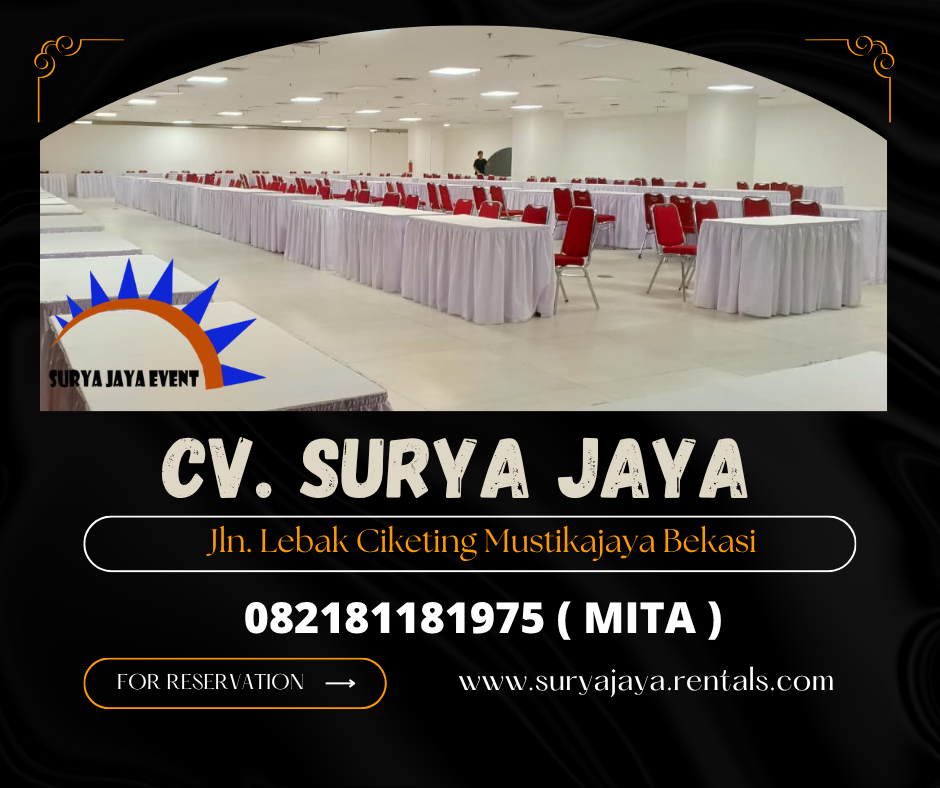 Sewa Meja Kotak Ukuran 120x60cm Taplak Skirting Putih Depok