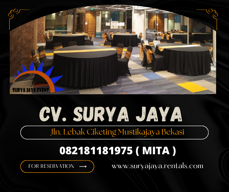 RENTAL MEJA DAN KURSI COVER HITAM AREA JAKARTA  