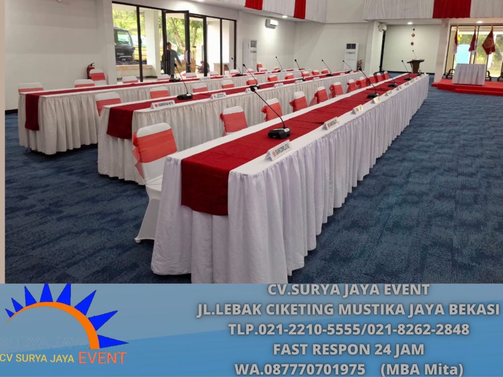 Sewa Meja Konsol,Panggung,Tirai Merah Putih Jakarta