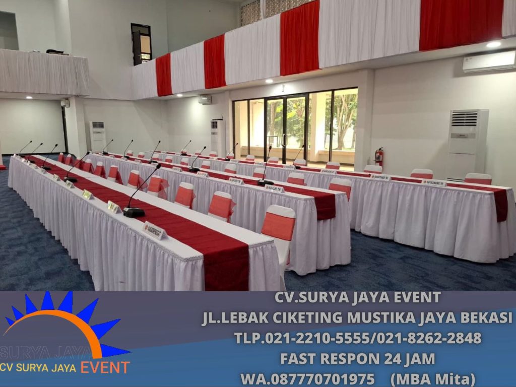 Sewa Meja Konsol,Panggung,Tirai Merah Putih Jakarta