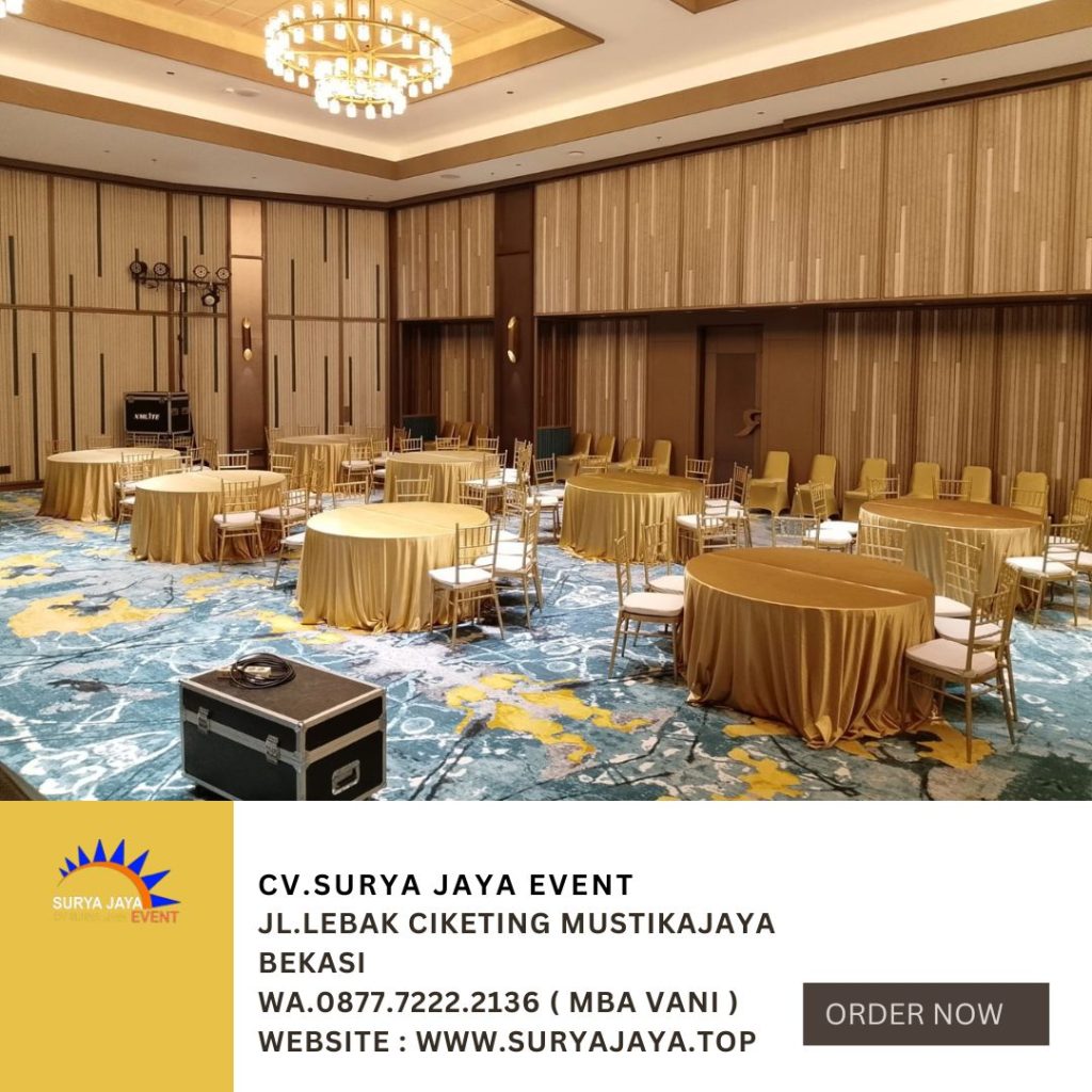 Rental Gold Tiffany chairs,Round Table Cover gold Jakarta