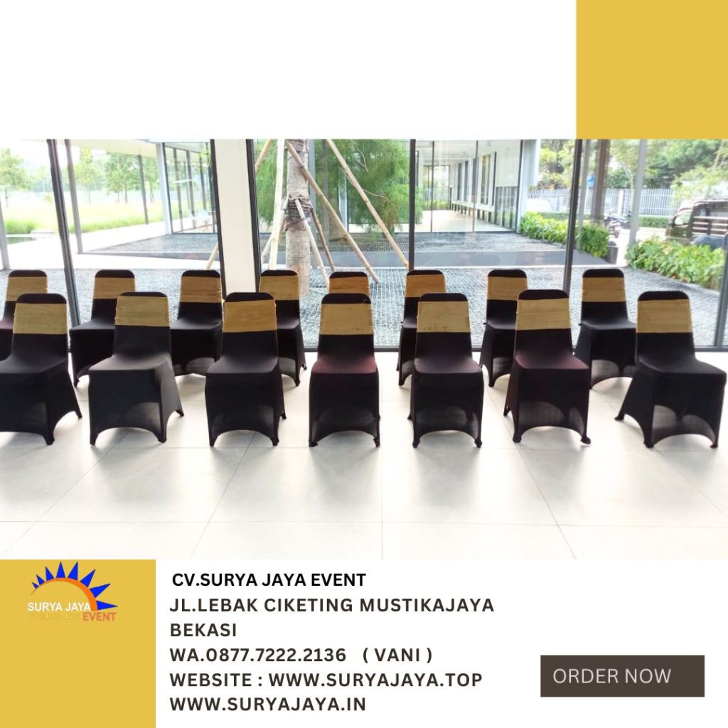 Rental KURSI COVER STRETCH,MEJA KOTAK maketing galeri grandwis