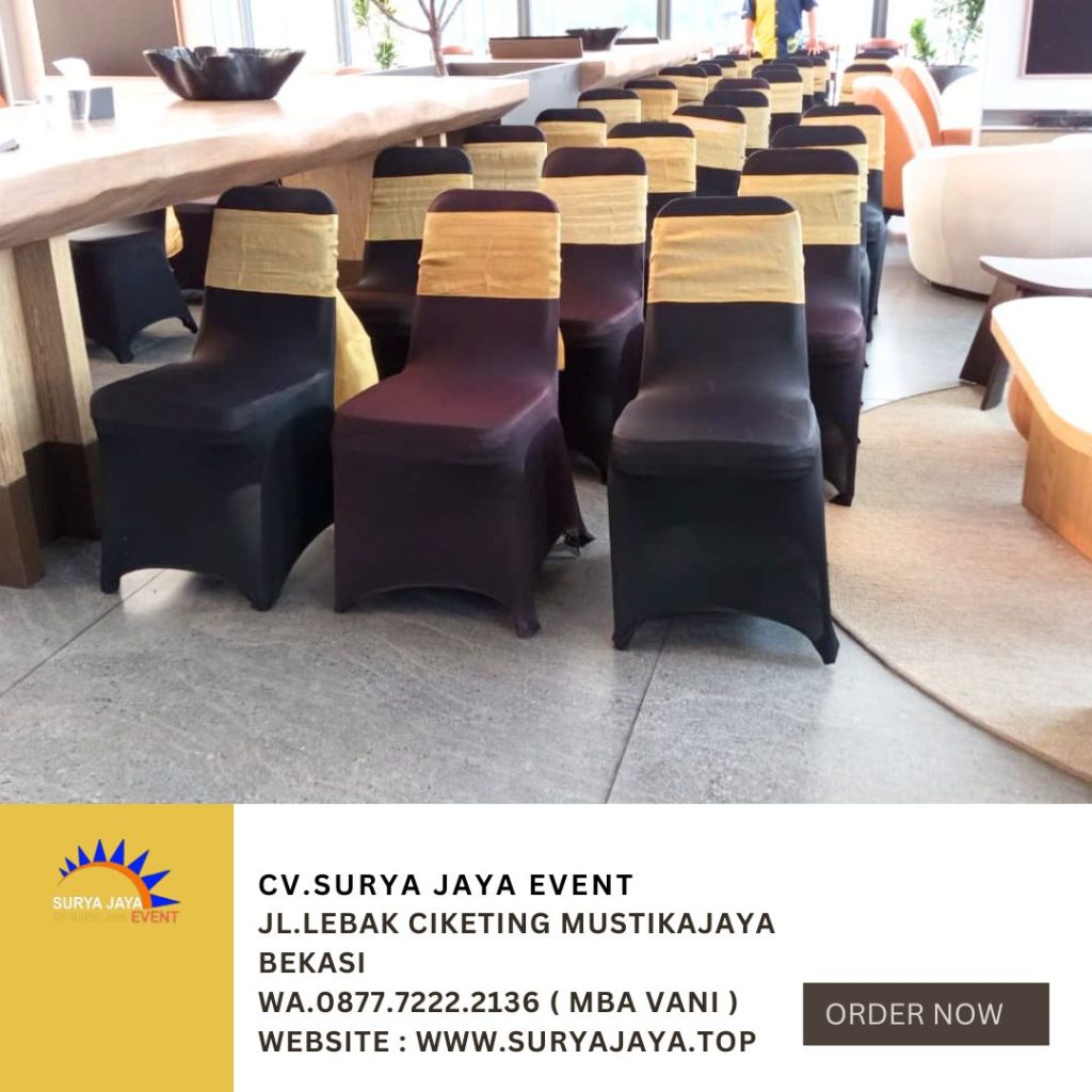 Rental KURSI COVER STRETCH,MEJA KOTAK maketing galeri grandwis