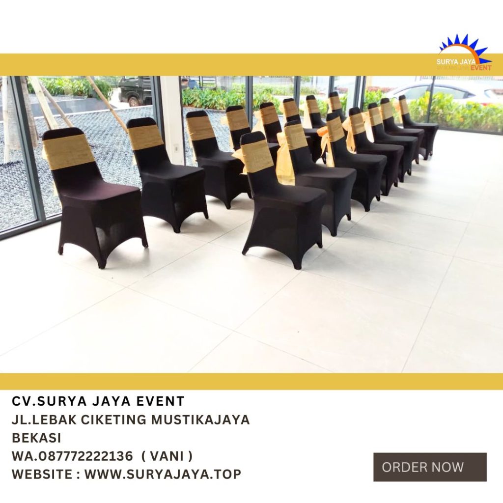 Rental KURSI COVER STRETCH,MEJA KOTAK maketing galeri grandwis
