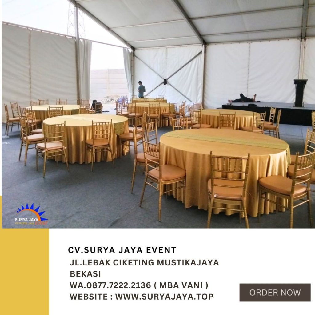 Sewa Kursi Tiffany Gold Dan Meja Bundar Taplak Gold Di Jakarta
