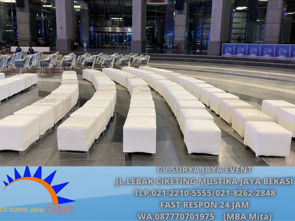Sewa Kursi puff Single Putih kaki stainless mewah Jakarta