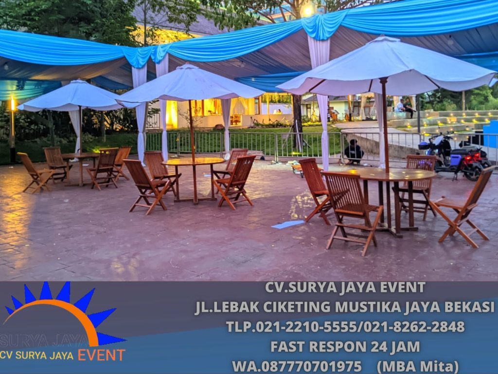 Sewa Tenda Cafe atap Putih Dan Biru Ukuran 2x2m Jakarta