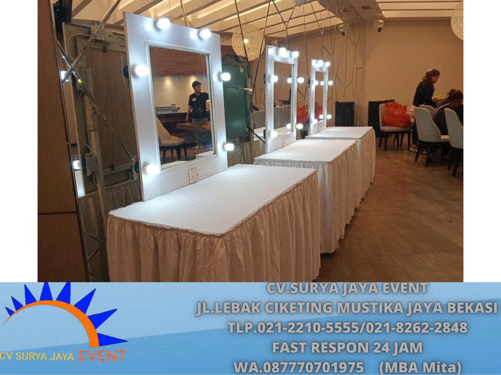 Sewa Meja Kaca Rias Putih Event Kasablangka Hall