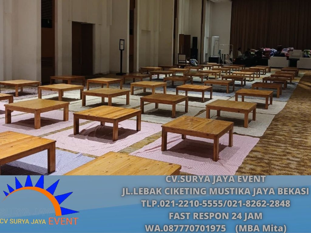 Sewa Meja Lesehan Kotak Event Allywn Ballroom