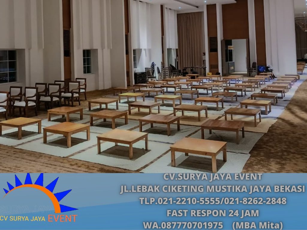 Sewa Meja Lesehan Kotak Event Allywn Ballroom