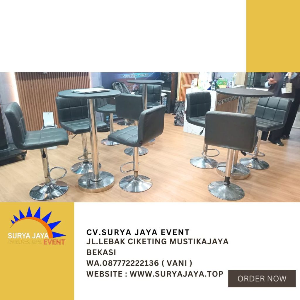 Sewa Kursi Barstool Sandaran Dan Meja Barstool Hitam Event ICE BSD Tangerang
