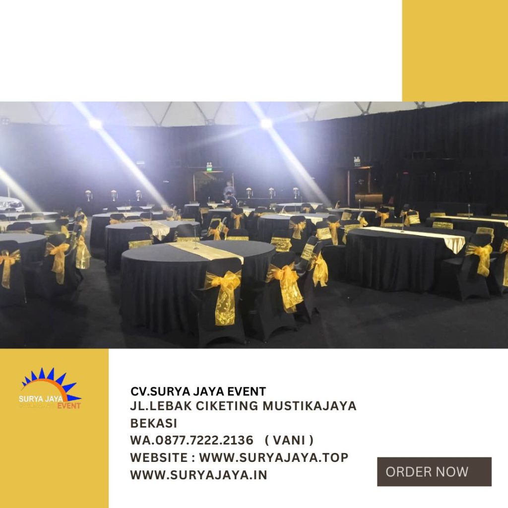 Sewa Round Table Dan Kursi Susun Futura Cover Hitam Area Jakarta
