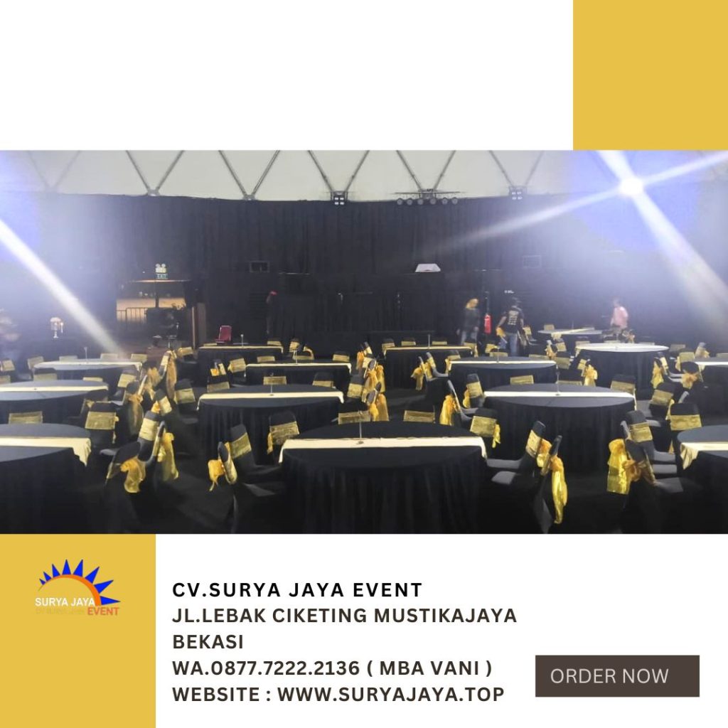 Sewa Round Table Dan Kursi Susun Futura Cover Hitam Area Jakarta