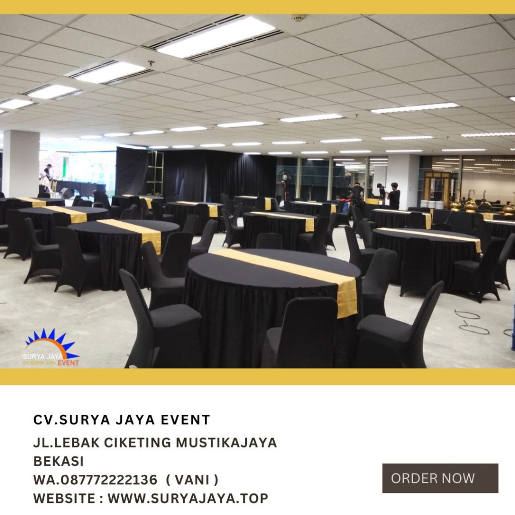 Sewa Round Table Dan Kursi Susun Futura Cover Hitam Area Jakarta