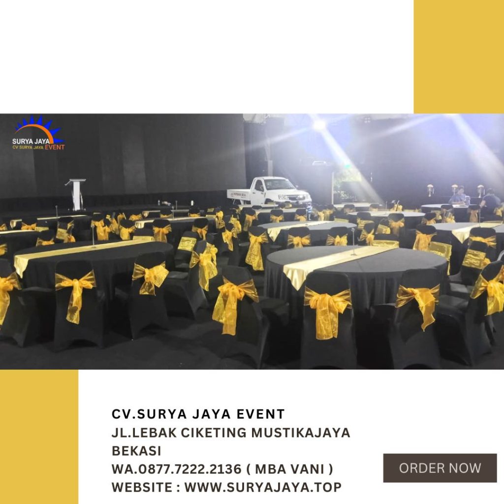 Sewa Round Table Dan Kursi Susun Futura Cover Hitam Area Jakarta