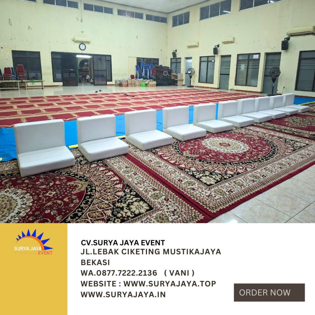 Sewa Sofa Lesehan putih,karpet Permadani Merah Jakarta