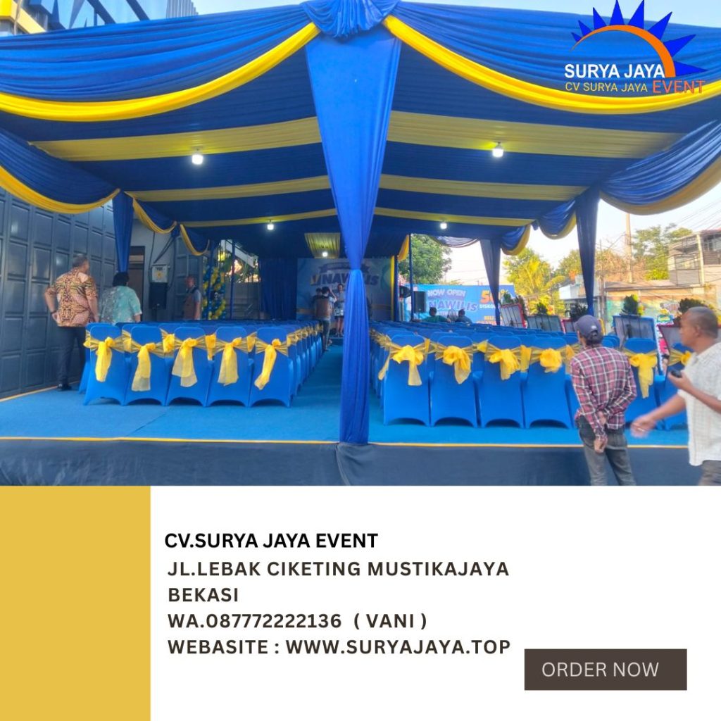 Sewa Tenda Dekorasi kain biru Bekasi
