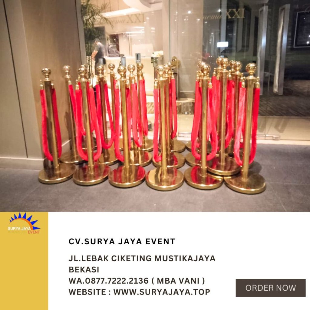 Sewa Tiang Antrian Stainless Tali Bludru Merah Jakarta