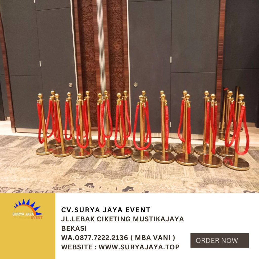 Sewa Tiang Antrian Stainless Tali Bludru Merah Jakarta