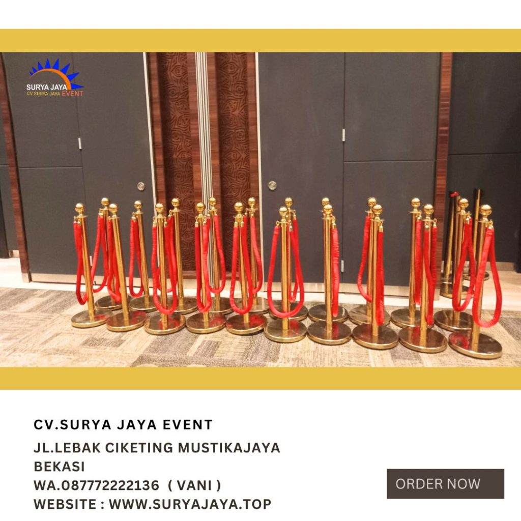 Sewa Tiang Antrian Stainless Tali Bludru Merah Jakarta