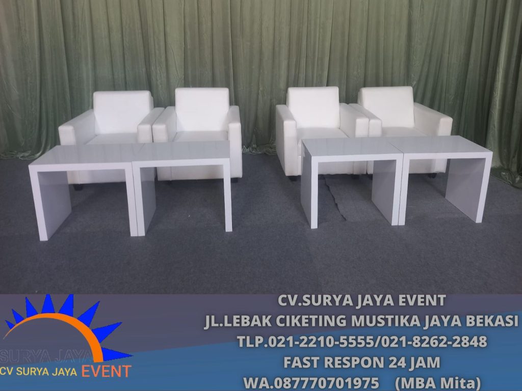 Sewa Sofa Dan Meja HPL Putih Jakarta