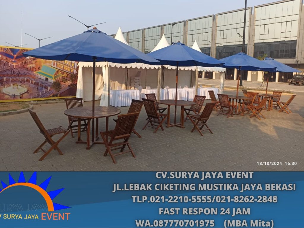 Sewa Tenda Cafe atap Putih Dan Biru Ukuran 2x2m Jakarta