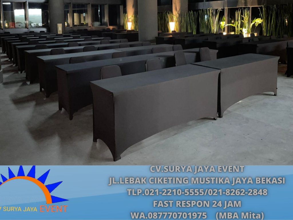 Sewa Meja IBM,kursi susun cover hitam cipete Jakarta