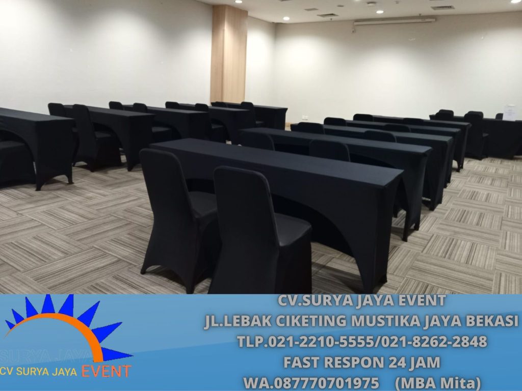 Rental Meja Kotak,Kursi event Cover Hitam Karawang