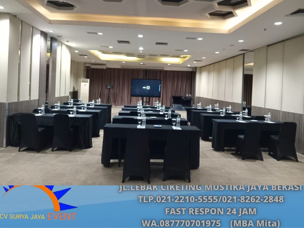 Rental Meja Kotak,Kursi event Cover Hitam Karawang