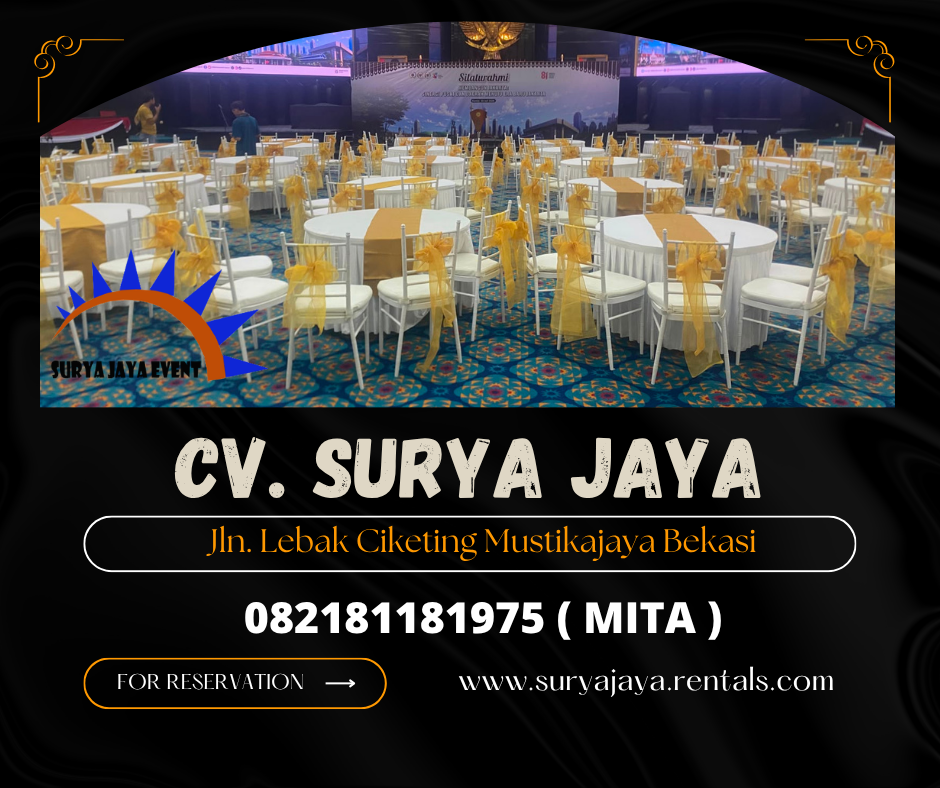 Rental Kursi Tiffany Putih Pita Gold Gedung DPRD DKI Jakarta