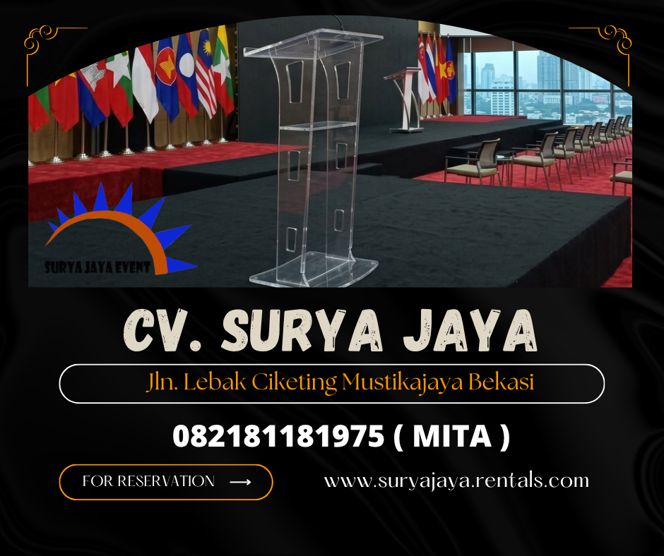 Sewa Podium acrylic Kotak,Podium Acrylic Kaki Stainless Jaksel