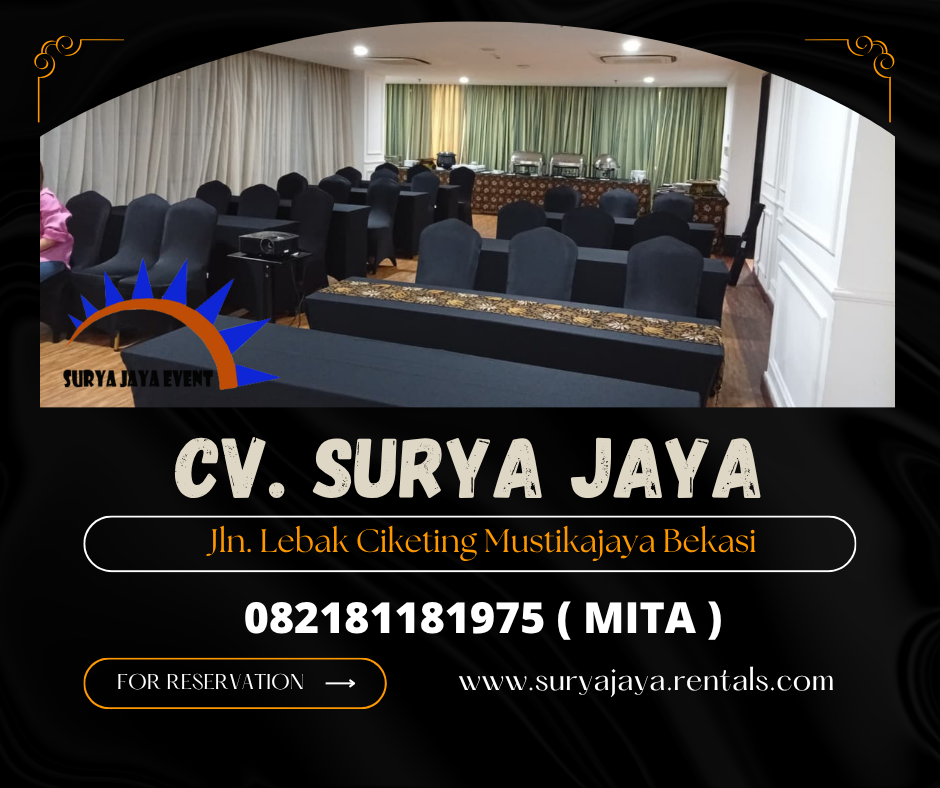 Sewa Meja Bar,Meja Ibm,Kursi Susun Cover Hitam Jakpus