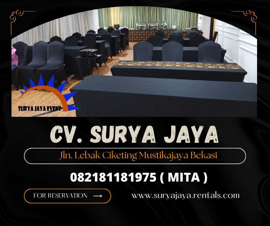 Sewa Meja Bar,Meja Ibm,Kursi Susun Cover Hitam Jakpus