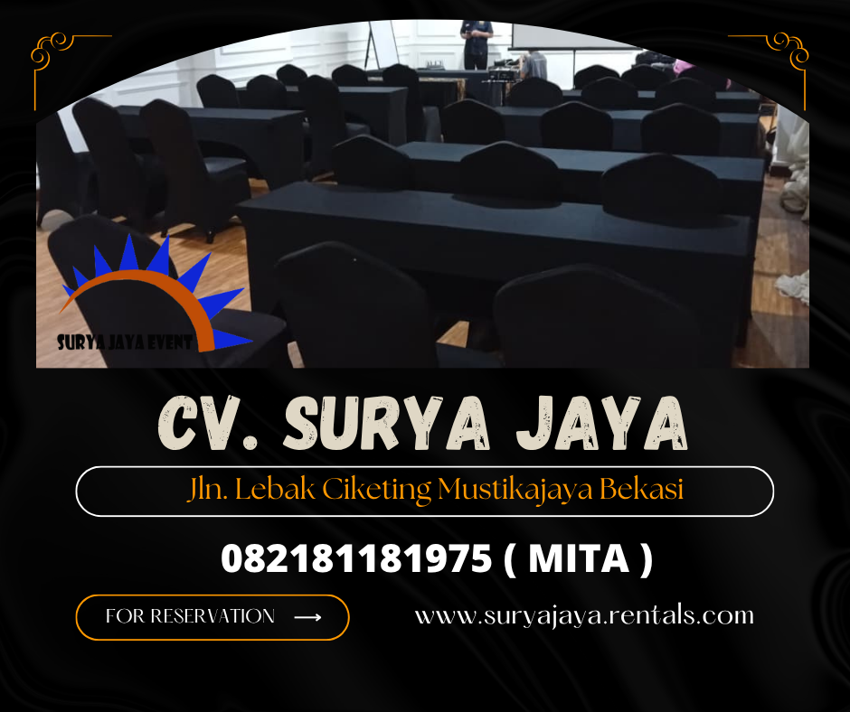 Sewa Meja Bar,Meja Ibm,Kursi Susun Cover Hitam Jakpus