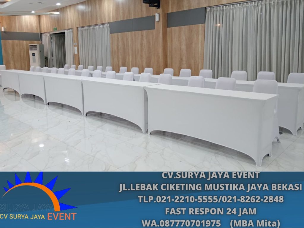 Sewa Meja Ibm Taplak Putih Ketat Jakarta (0877-7070-1975)