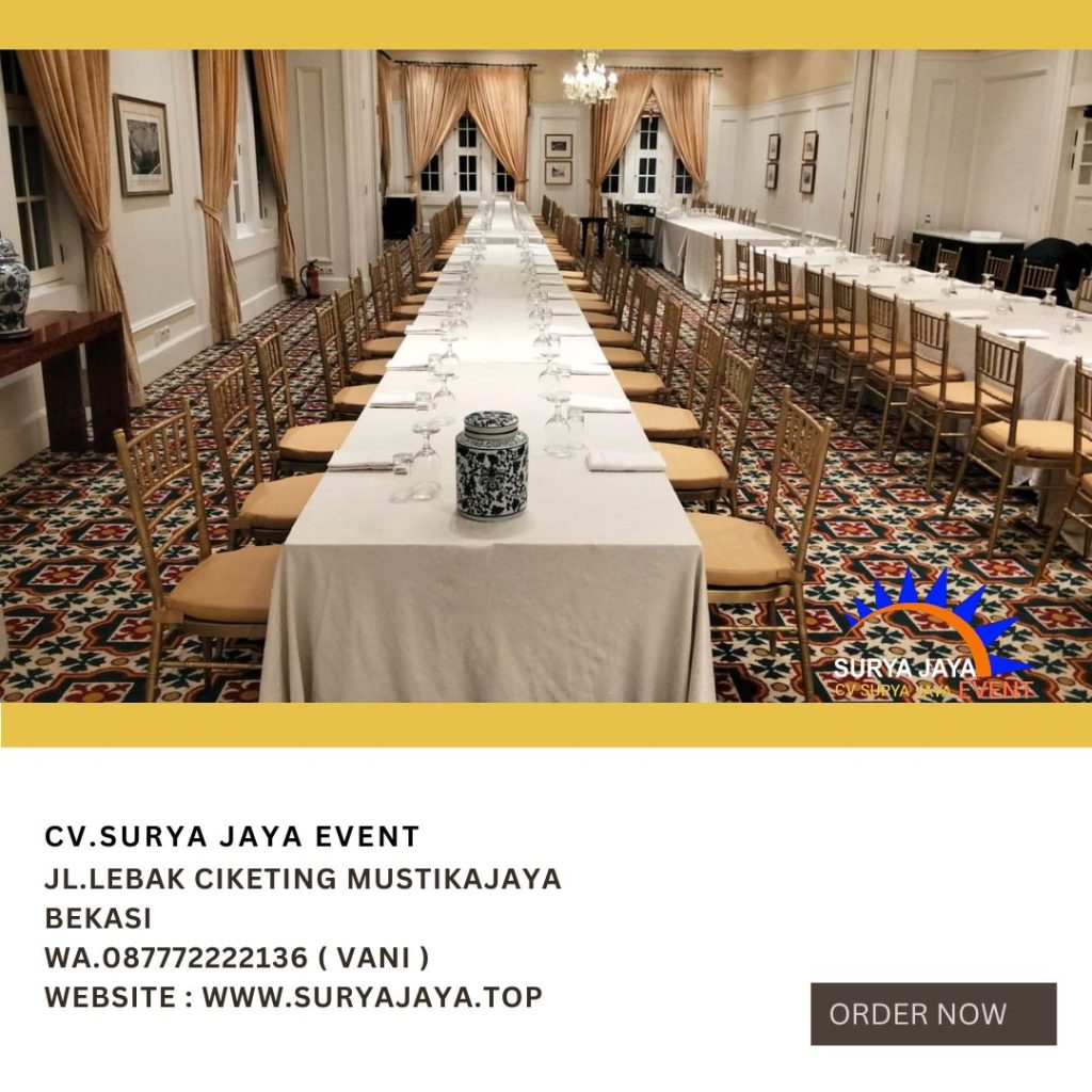 Rental Kursi Tiffany,Meja Kotak Taplak Tebar Putih Jakpus