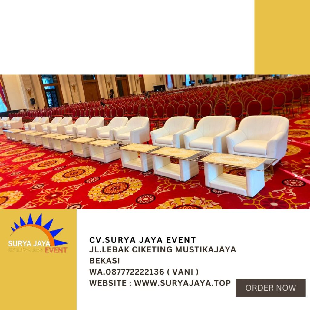Sewa Sofa retro,Meja Kaca VIP Putih Jakut