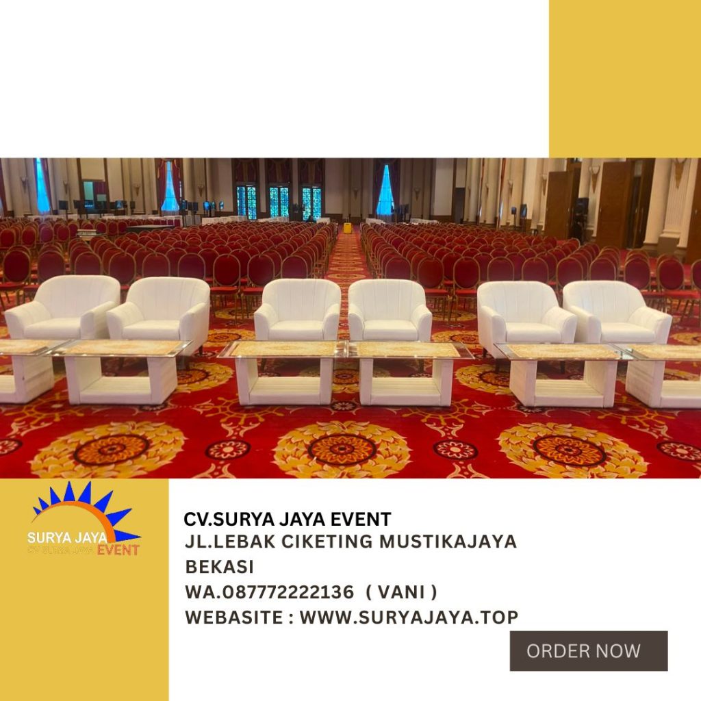 Sewa Sofa retro,Meja Kaca VIP Putih Jakut