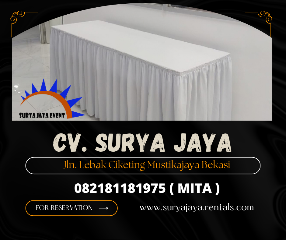 Sewa Meja Kotak,Kursi susun Cover Putih Harapan Indah (082181181975)