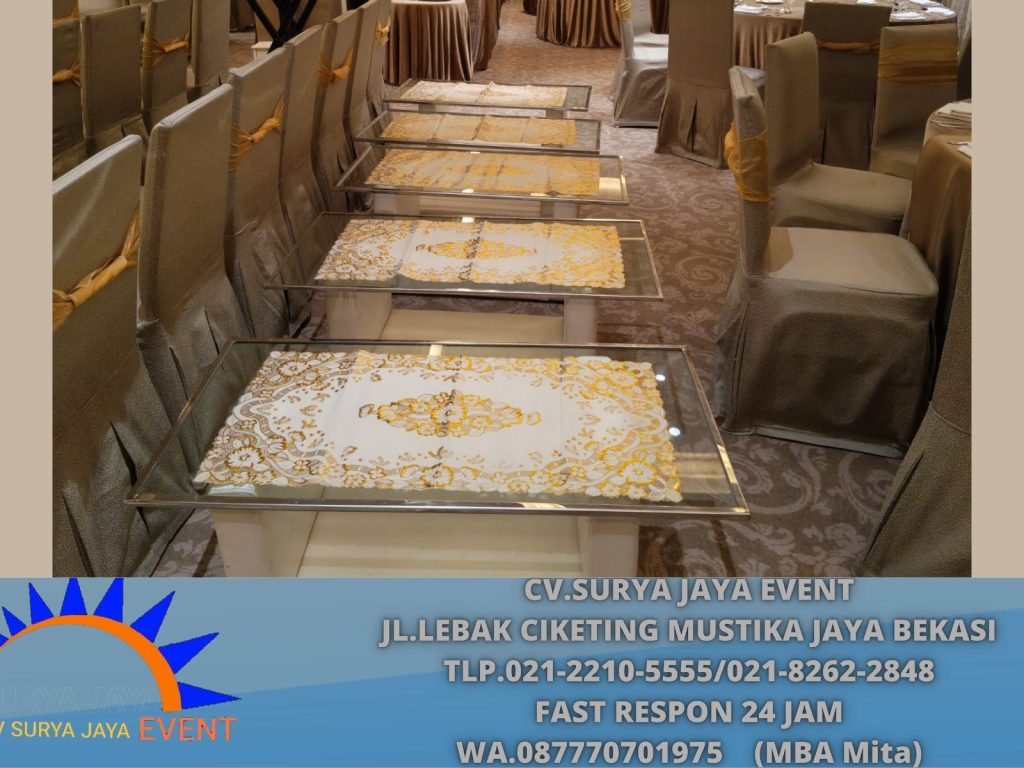 Sewa Meja KAca VIP Putih hotel gand mahakam (0877-7070-1975)