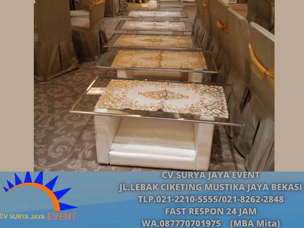 Sewa Meja KAca VIP Putih hotel gand mahakam (0877-7070-1975)