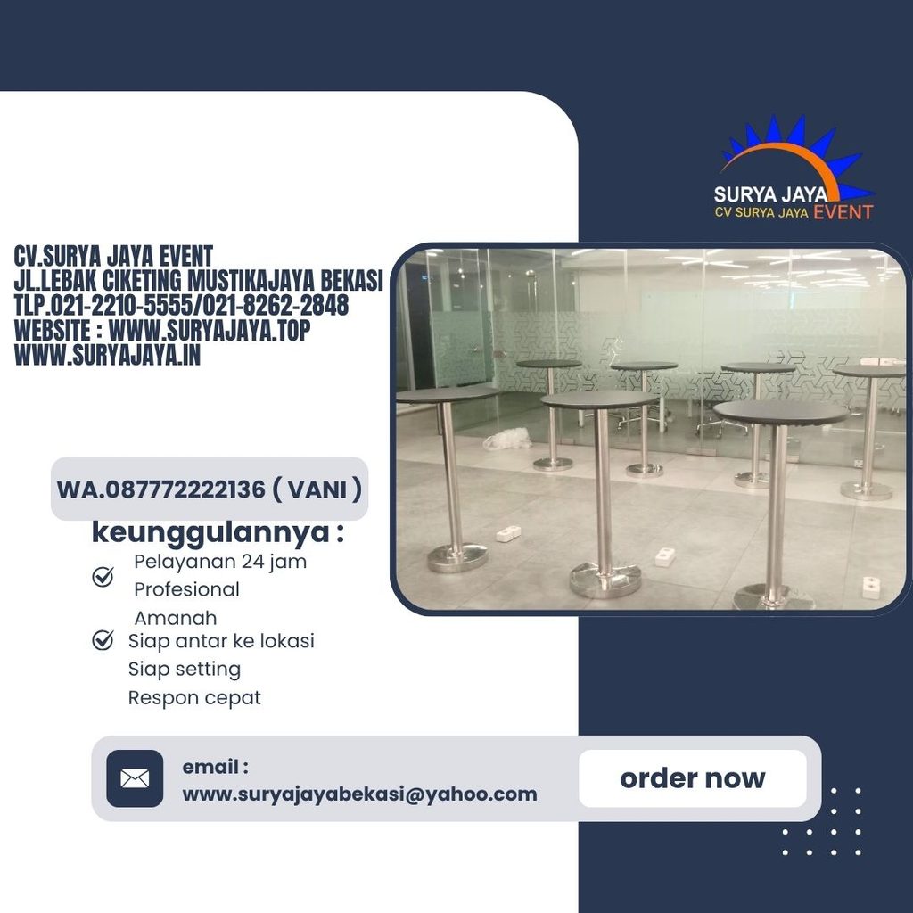 Rental Meja bar,kursi scaramble Putih Bogor (087772222136)