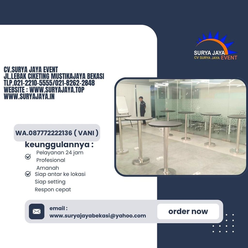 Rental Meja bar,kursi scaramble Putih Bogor (087772222136)