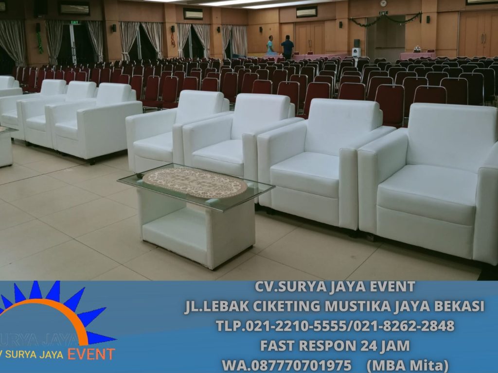 Sewa Sofa Single Putih Set Meja VIP Jakarta (0877-7070-1975)